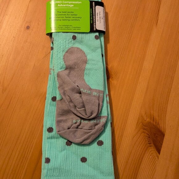 Pro Compression Marathon Socks - mint green and gray dot - Picture 1 of 4